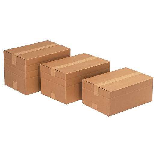 Box USA 20 Pack of Multi-Depth Corrugated Cardboard Boxes, 18" L x 18" W x 6" H, Kraft, Shipping, Packing and Moving