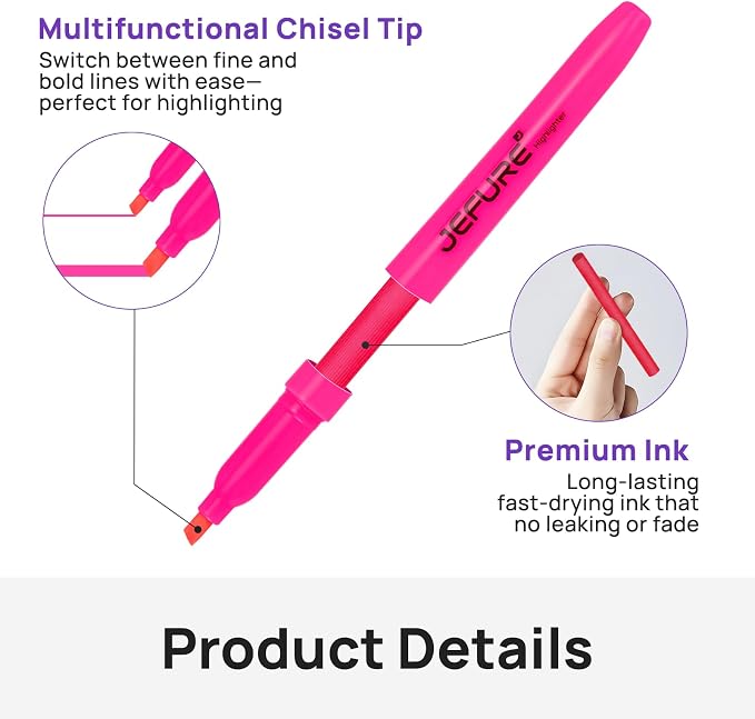 36 Pcs Highlighters, Chisel Tip, Quick Dry, Pink | Highlighters for Studying, Note-Taking, School, College, Office, Teacher & Student Supplies