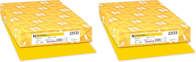Neenah Paper 22533 Color Paper, 24lb, 11 x 17, Solar Yellow, 500 Sheets (Pack of 2)