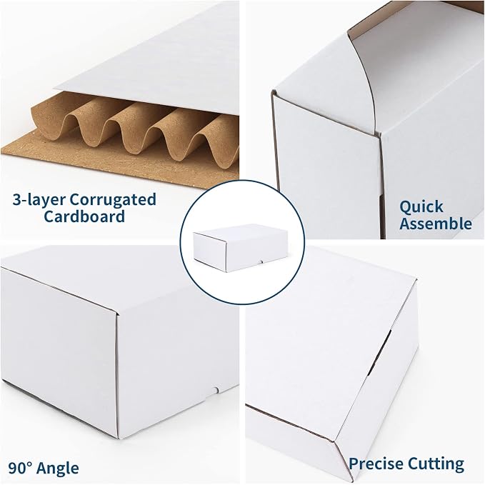 ZBEIVAN 7x5x4 White Shipping Boxes Set of 50, Corrugated Cardboard Mailer Boxes for Packaging Small Business Mailing Gifts