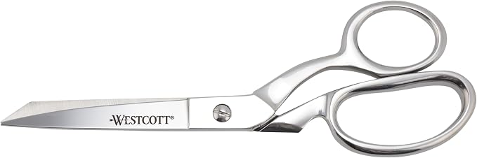 Westcott 8-Inch Forged Heavy Duty Bent Fabric Scissors, Precision-Ground Knife-Edge Blades for Seamless Cutting, Perfect for Sewing, Crafts, and Office