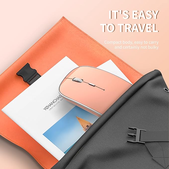 Wireless Mouse Chargeable Portable Silent USB-A and USB-C Dual Mode Wireless Mouse 3 Adjustable DPI for Laptop, Mac, Android, PC (Q23S Orange)
