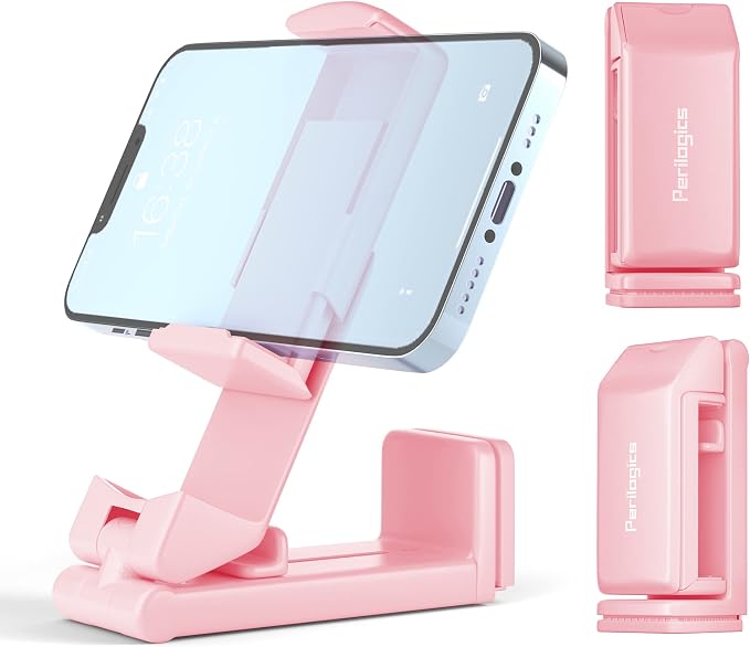 Perilogics Airplane Phone Holder Mount, Plane Travel Essentials, Pink | Universal in Flight Phone Stand, Hands Free, Dual 360° Rotatio, Must Haves Airplane Travel Accessory