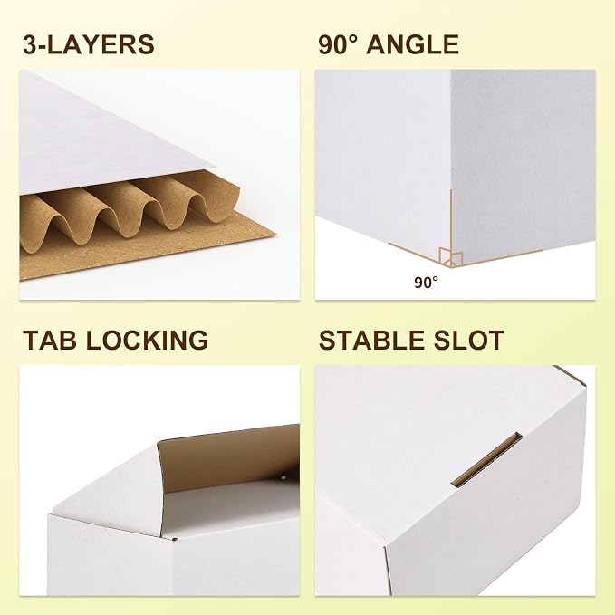 WIFTREY 8x8x4 Shipping Boxes 30 Pack, White Packing Box for Small Business, 8 x 8 x 4 Corrugated Cardboard Boxes for Mailing, Mailing, Shipping