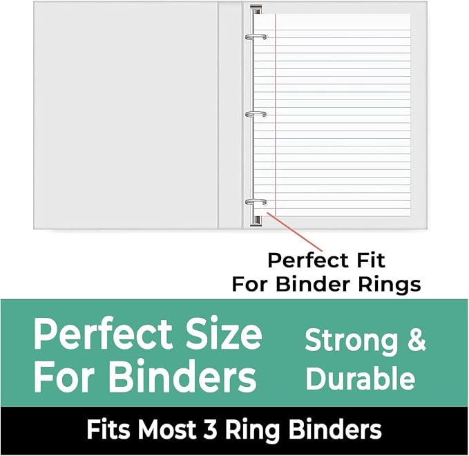450 Sheets Loose Leaf Paper, 3 Pack, College Ruled Filler Paper | Bulk Office Filler Paper, 8" x 10.5", 3 Hole Punched, 150 Sheets/Pack, College Ruled Notebook Paper for Binder, White