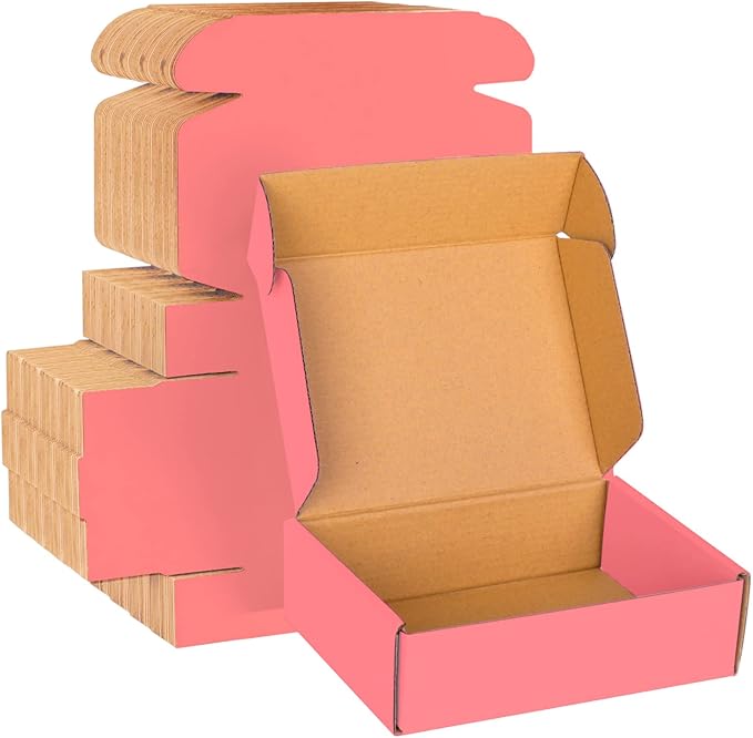 Pink Cardboard Corrugated Boxes - 7x5x2, 30 Pack Small Shipping Boxes for Mailing & Packaging
