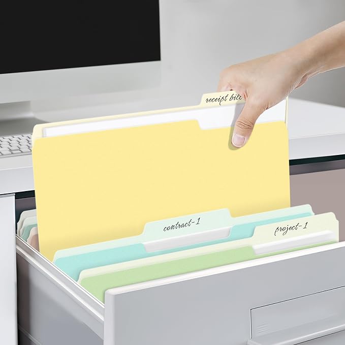SUNEE File Folders, 36 Pack Manilla Folders 8.5 x 11, 12 Colors Folder Office Organization Home School Folders for Documents Files Paper