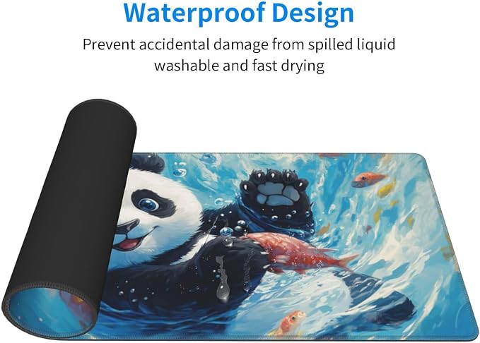 Cute Panda Mouse Pad XL Large Mousepad Non Slip Rubber Base Desk Mat for Laptop Computer Gaming 31.5" X 12"