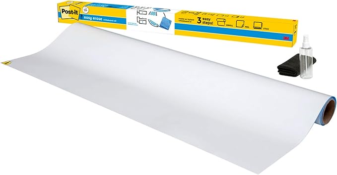 Post-it Easy Erase Permanent Marker Whiteboard Surface, Permanent Marker Wipes Away with Water, 6 ft x 4 ft, White Dry Erase Whiteboard Film (EE6x4)