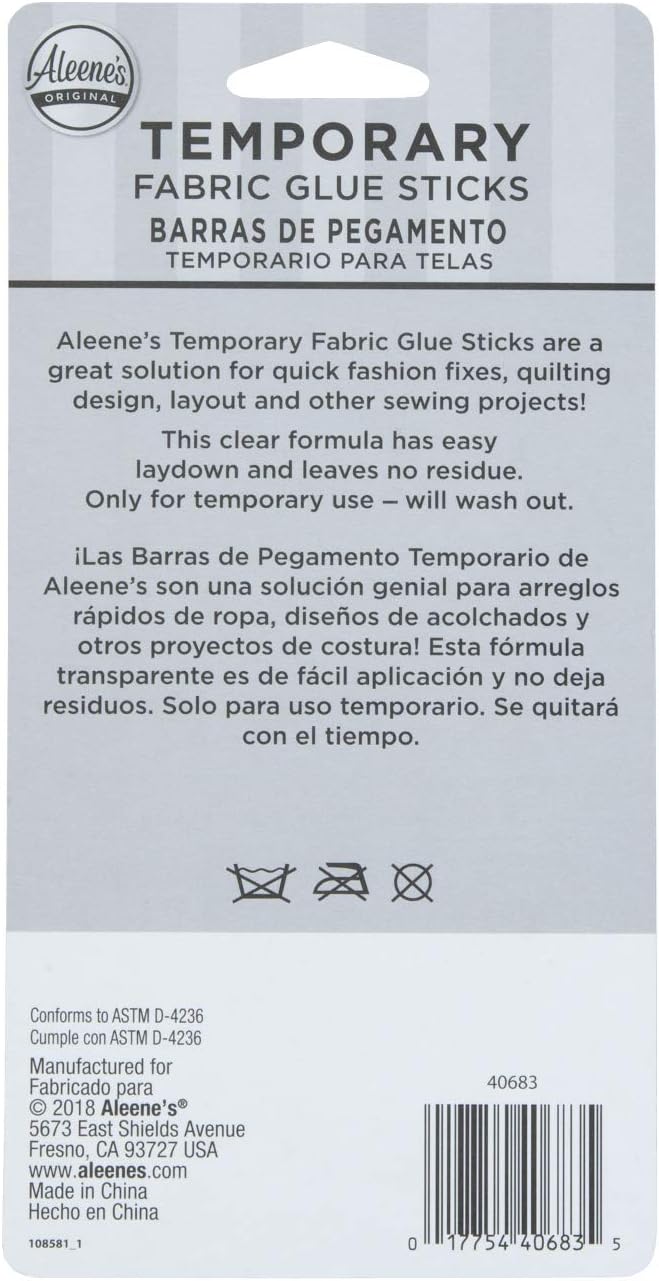 Aleene's No-Sew Temporary Fabric Glue Sticks, .28oz 2-Pack