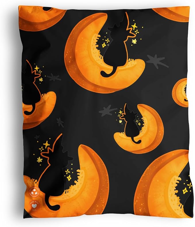 Poly Mailers 14.5 x 19 Inch - 100 pack Biodegradable Shipping Bags Halloween - Impack Self-Seal Waterproof Thick Mailing Envelope for Accessories & Clothing - Pumpkitties