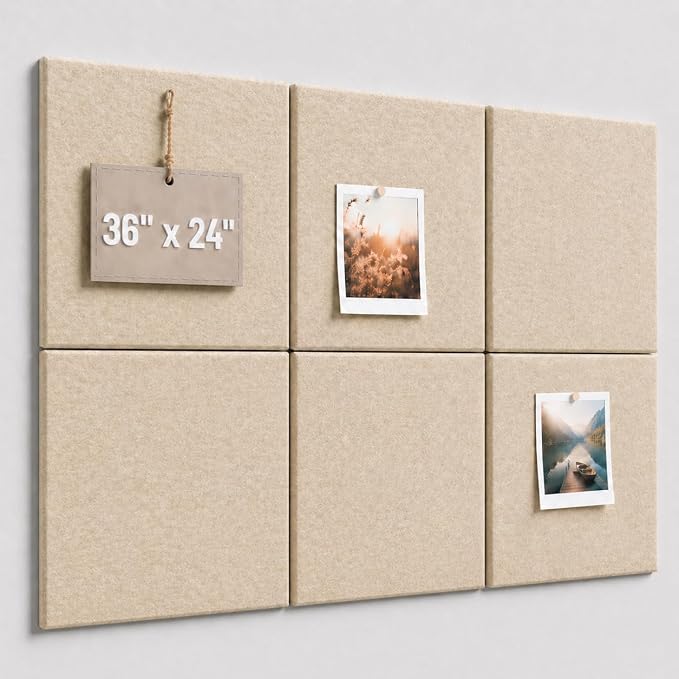 Felt Bulletin Board Tiles, Large Cork Board Alternative,24 x 36 in | 0.35 in modular felt wall tiles for notes, photos, schedules, reminders in offices, classrooms, home and office workspaces