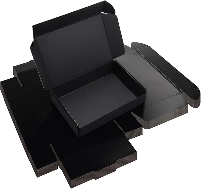 Rempry 9x6x2 Black Shipping Boxes for Small Business 20 Pack, Packaging Cardboard Corrugated Mailer Boxes Gift Boxes for Shipping Mailing