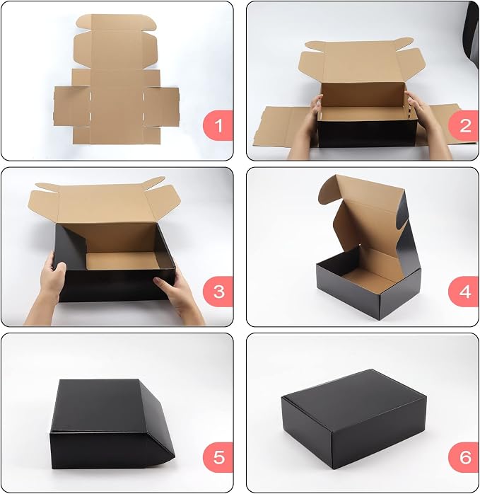 Hoikwo Medium Shipping Boxes for Mailing Shipping Packaging, Corrugated Cardboard Boxes for Packaging Small Business, (Black, 12x9x4-20 Pack) | for Mailing Shipping Packaging, Corrugated Cardboard Boxes for Packaging Small Business, (Black, 12x9x4-20 P...