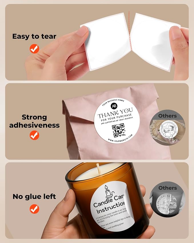 MUNBYN 2.5 Inch White Circle Thermal Labels for Baking, 500 Sheets/1 Roll | Round Thermal Labels, No BPA and BPS, Durable Adhesive, Print Clear and Sharp