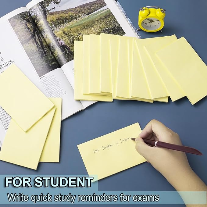 (15 Pads) Sticky Notes 3x5 in,Light Yellow Notepads,Stickies,Memo Note Pad | Super Sticking Power,Strong Adhesive,Post on Windows Doors,Office School,Recyclable,Easy to Write on,Hold Well