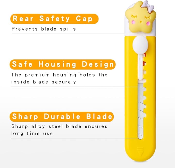 Box Cutter Retractable Mini Utility Knife Small Safety Cutter, Open Clamshell Packaging, Box Opener, Trim Photos, Arts Crafts, Cartons, Cardboard, Letter Opener 6 Pack
