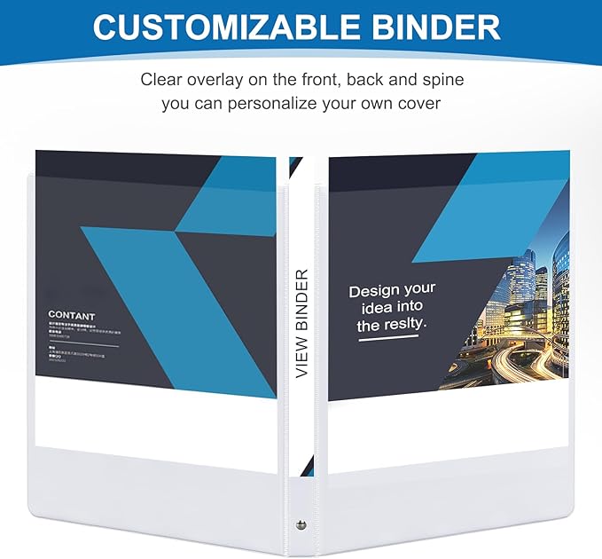 Durable 3 Ring Binders 0.5 Inch 36 Pack Bulk, Clear View Binders Bulk Three Ring Binders PVC Free, Fit for 8.5x11 inches for School or Office Supplie(White