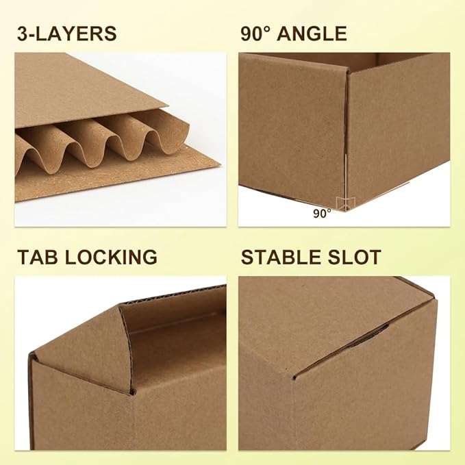 WIFTREY 8x8x8 Inches Shipping Boxes Set of 15 Brown, Corrugated Cardboard Box for Shipping Small Business, Gift Packing, Mailing Wrapping Present