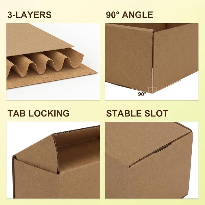 WIFTREY 100 Pack 5.91X3.94X1.57 Inches Shipping Boxes Brown, Corrugated Cardboard Box for Shipping Small Business, Gift Packing, Mailing Wrapping Present