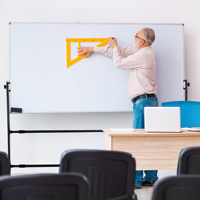 Lincia Adjustable Whiteboard Easel Stand Only Large Mobile Rolling Whiteboard Stand on Wheels Double-Sided Standing Dry Erase Board Mounting Brackets for Home Office Classroom School (Black)