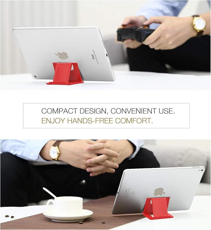 MoKo 2 Pack Cell Phone Stand for Desk, Tablet Stand for 4"-11" Devices | Ultra-light, compact foldable design, fits iPhone, iPad, Galaxy & e-readers, 6 adjustable angles, portrait/landscape viewing