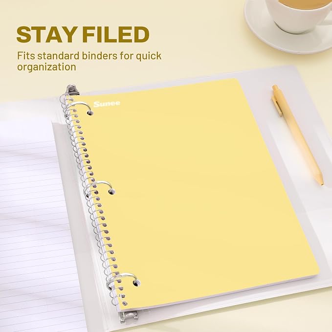 SUNEE Spiral Notebooks, 24 Pack, 1-Subject, College Ruled Paper, 8" x 10-1/2", 70 Sheets per Notebook, Assorted Pastel Colors Spiral Notebooks for School