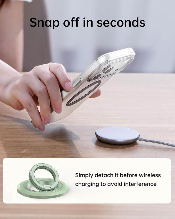 SYNCWIRE Magnetic Phone Ring Holder, for MagSafe Phone Grip Stand Kickstand | 360° Rotation, Double-Sided Magnet, Cell Phone Grip Finger Holder, for iPhone 17 16 15 14 13 12 Pro Max, MagSafe Accessories