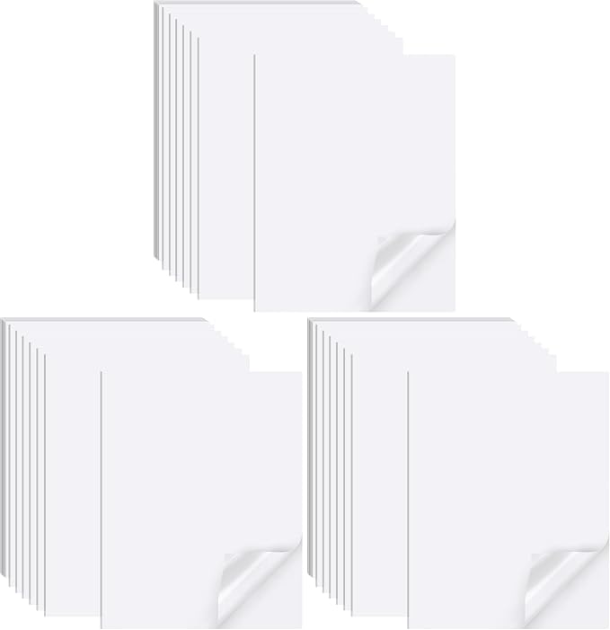 Printable Sticker Paper for Inkjet Printer, 40 Sheets 8.5"x11'' Matte Sticker Printer Paper Full Sheet Labels for Laser/Inkjet Printers, Letter Size (Pack of 3)