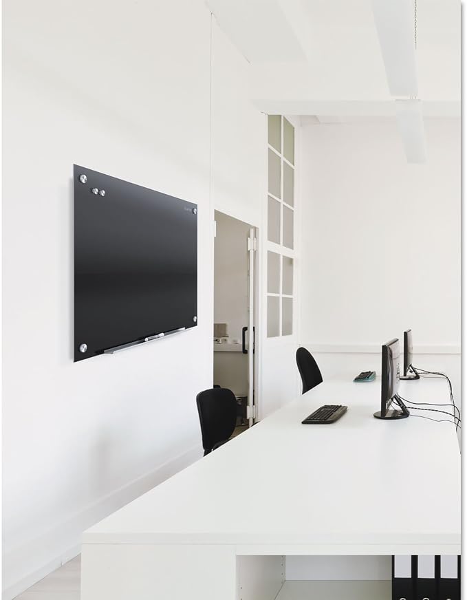 Quartet Magnetic Dry Erase Board, 36" x 24" Glass Whiteboard for Wall, Infinity, Black (G3624B)