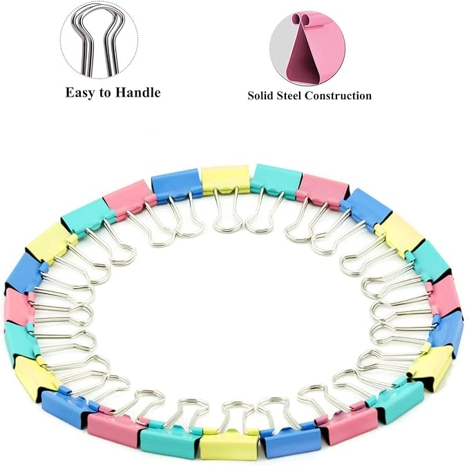 Ufmarine 40 Pcs Small Binder Clips 3/4 Inch Length, Colored Small Paper Clips for Office