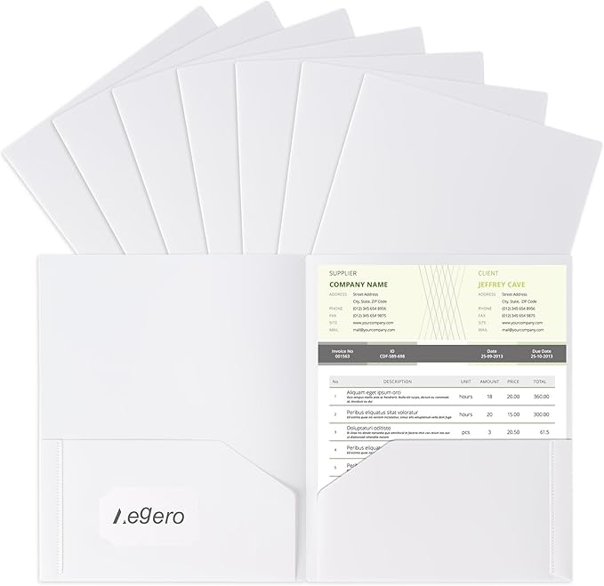 Plastic Folders with Pockets (7 Pack, Milky White), Durable Heavy Duty File Folders with Business Card Slot, 2-Pocket Folder for Schoolwork & Office,Letter Size