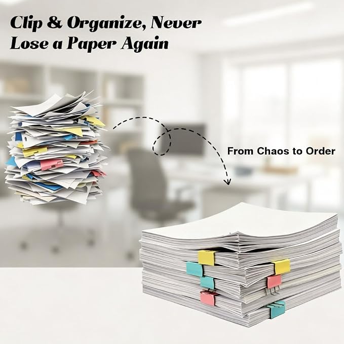 Binder Clips Assorted Sizes,80 Count Cute Smiling Face Paper Clips,Colored Small Medium Large Metal Paper Clamps,Decorative Binder for Office Kitchen,Bulk Teacher Gifts