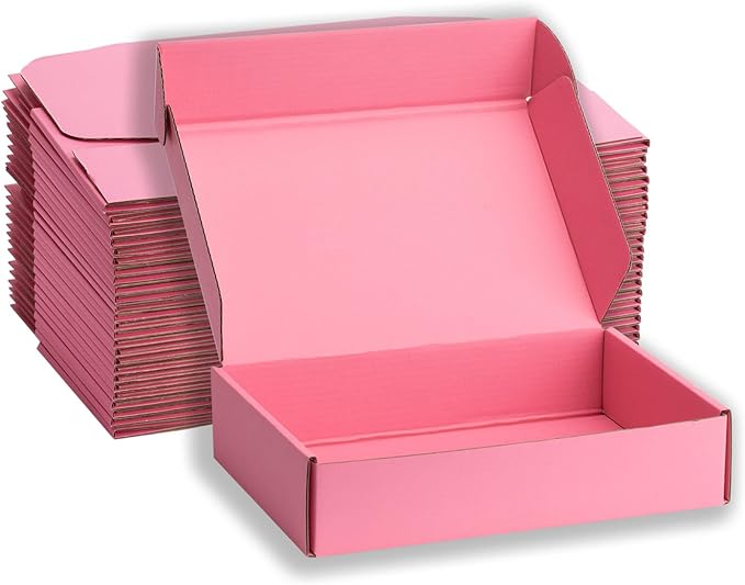 Small Shipping Boxes 13x10x2 Inches – Pink Corrugated Cardboard Boxes (20-Pack) for Mailing, Packing, Small Business & Gift Packaging - Recyclable & Sturdy