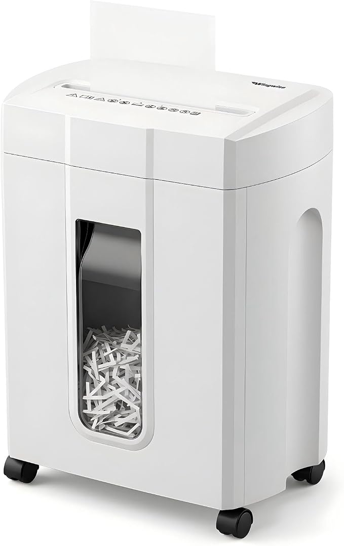 Wingwise Ultra Low Noise 48dB Paper Shredder for Home Office | 15 Sheets, P-4, 10 Mins Runtime, 4.7 gal, Cross Cut, Shreds Credit Cards & CDs