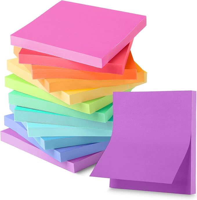 Mr. Pen- Sticky Notes, 3"x3", 12 Pads, 600 Sheets, Vibrant Colors | Sticky Notes Bulk, Self-Stick Note Pads, Perfect for Office, School, Home, Study & Organization