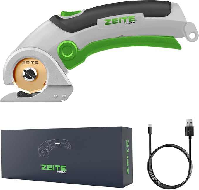 ZEITE 4V Electric Cardboard Box Cutter,Cordless Scissors with Titanium Coated HSS Blades,Ideal for Cardboard Recycling,Leather Carpet Fabric Cutting,Sewing,Crafting,Gifts for Men & Women,Color Box