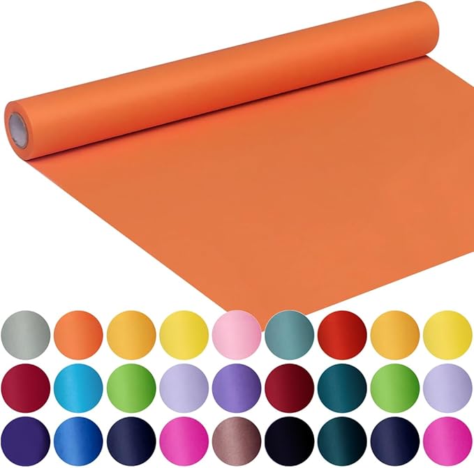 SMART&CASUAL 17.8" x 760" (63') OrangeRed Kraft Craft Paper Roll for Gift Wrapping Bulletin Board Bouquet Flower Kids Art Packing Parcel Table Covering 80GSM 55LB (OrangeRed, 17.8" x 63')