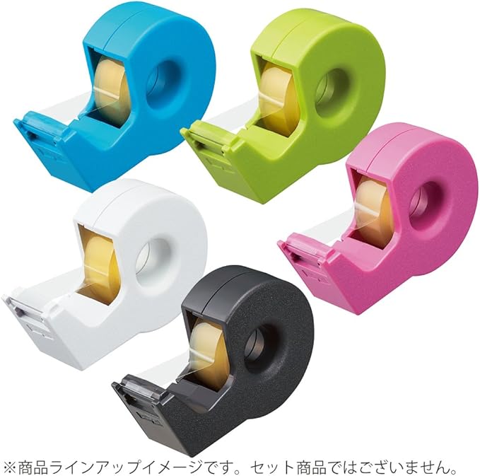 Kokuyo Portable Tape Dispenser, Hand Type Tape Roll Dispenser (Tape Included)，Smooth Blade, Perfect for Office Desktop and Art Scrapbooking, Japan Import (T-SM300W), White