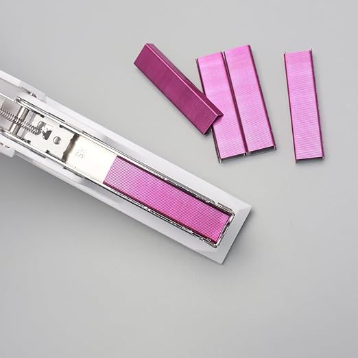 NatSumeBasics 3000 Rose Red Staples 26/6 Standard Colored Staple Refill for Desk Stapler, 1000 Per Pack, Total 3 Pack Staples (Rose Red)