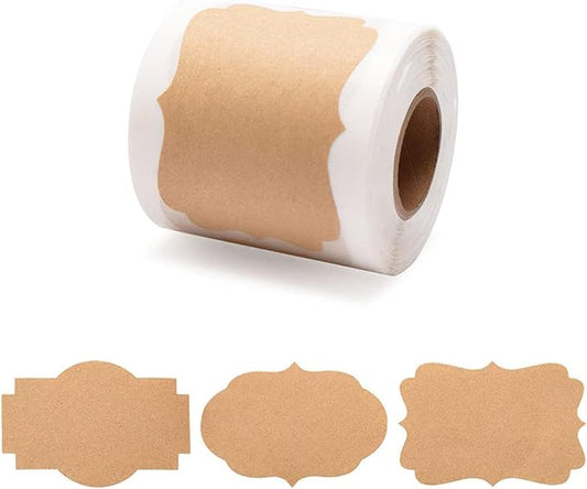 300 Pcs 2" x 3" Self-Adhesive Brown Labels,for Food Jars Storage Christmas Holiday Present Envelope Labels Gift Decoration