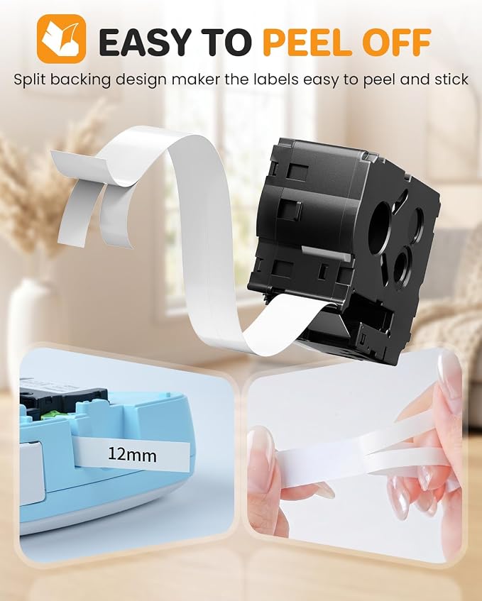 8-Pack Compatible with Brother Btag Label Tape Btag 231 12mm 0.47 White | P Touch Label Maker Tape Refills Compatible with Brother PT-N10 PT-N20 PT-N25BT, 12mm x 4m (1/2 in x13.1 ft), Black on White