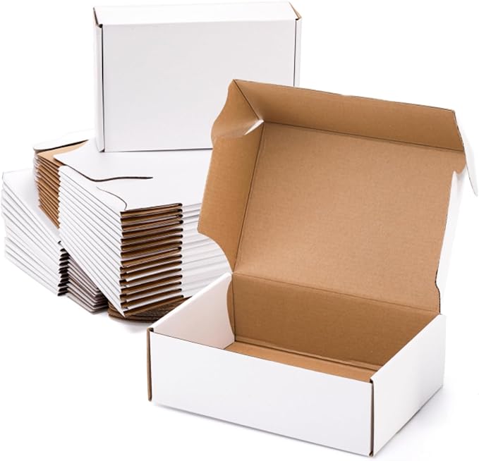 Dicunoy 30 Pack Shipping Boxes for Small Business, 9 x 6 x 3 Inches White Small Cardboard Boxes, Thick Corrugated Mailers Boxes for Mailing Packing Literature Mailer, Gift Package