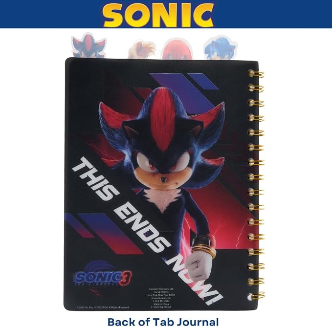 Sonic the Hedgehog Tab Journal Notebook for Kids, Spiral Bound, 96 Lined Pages, 8 x 7 inches