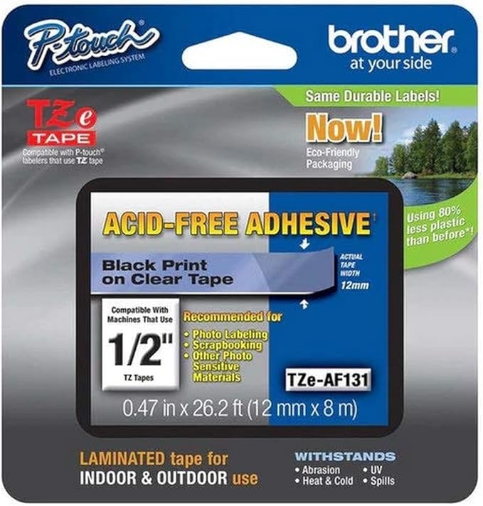 Brother Genuine P-Touch TZE-MQG35 Tape, 1/2" (0.47") Wide Standard Laminated Tape, White on Lime Green, Laminated for Indoor or Outdoor Use, Water-Resistant, 0.47" x 16.4' (12mm x 5M), TZEAF131