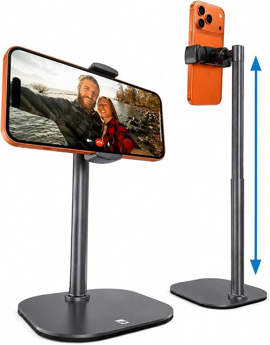 COOPER ChatStand Sturdy Cell Phone Holder, iPhone Stand for Desk, Recording | 9-13" Adjustable, Weighted Metal Base, Tabletop Tripod, for Filming, Video Calls, FaceTime; fits all iPhone, Samsung, Android