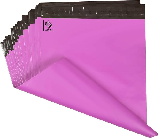 Poly Mailer Envelopes Shipping Bags Self Adhesive Waterproof Bags (Pink) (B125), 12 x 15.5 / 100pc (Pack of 2)