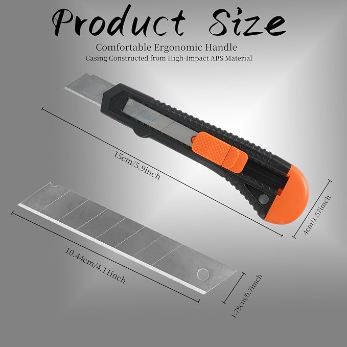 200 Pcs Box Cutter Retractable Utility Knife with18mm Wide Blade Sharp Cardboard Cutter for Cartons, Cardboard,Boxes Art Craft Home and Office