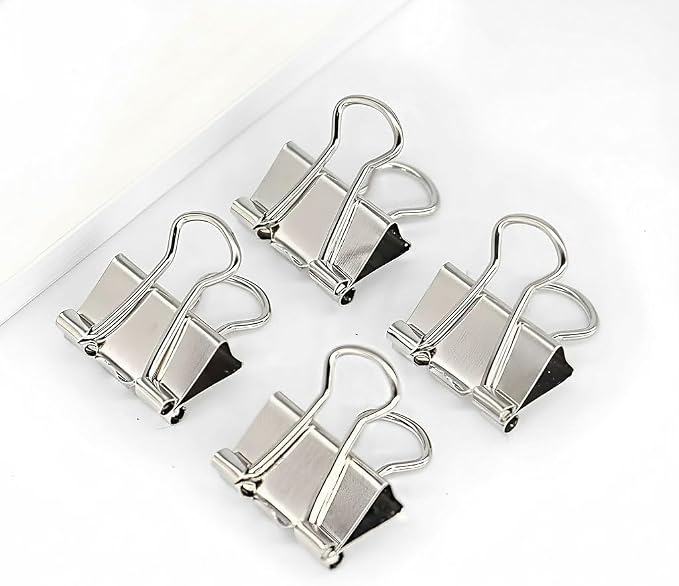 50 Pack Medium Silver Binder Clips 1 Inch (25 mm), Colored Paper Clamps, Middle Size Paper Clips for Office Home School Business 1"