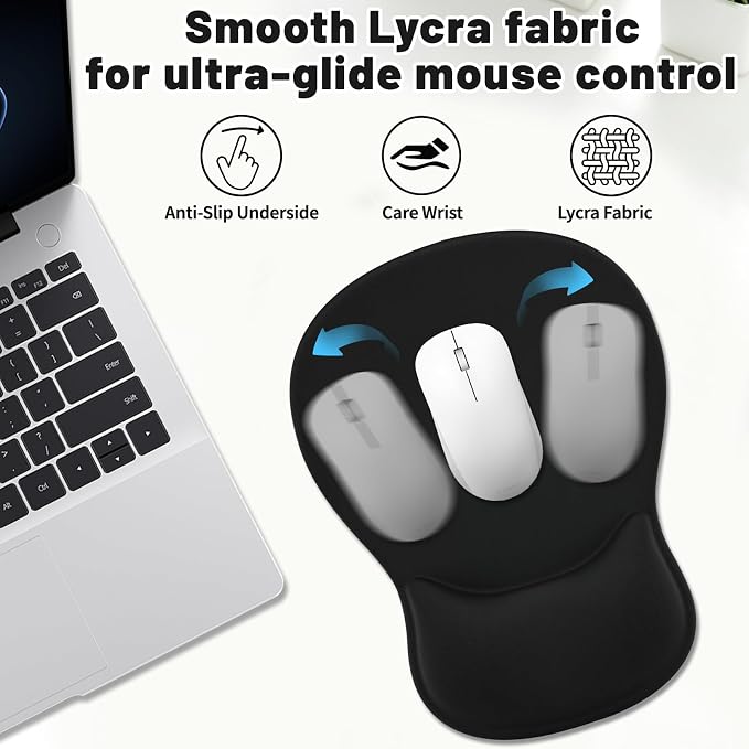 Ergonomic Mouse Pad with Wrist Rest - Gel Wrist Support Mousepad with Non-Slip PU Base for Computer, Laptop, Office & Home